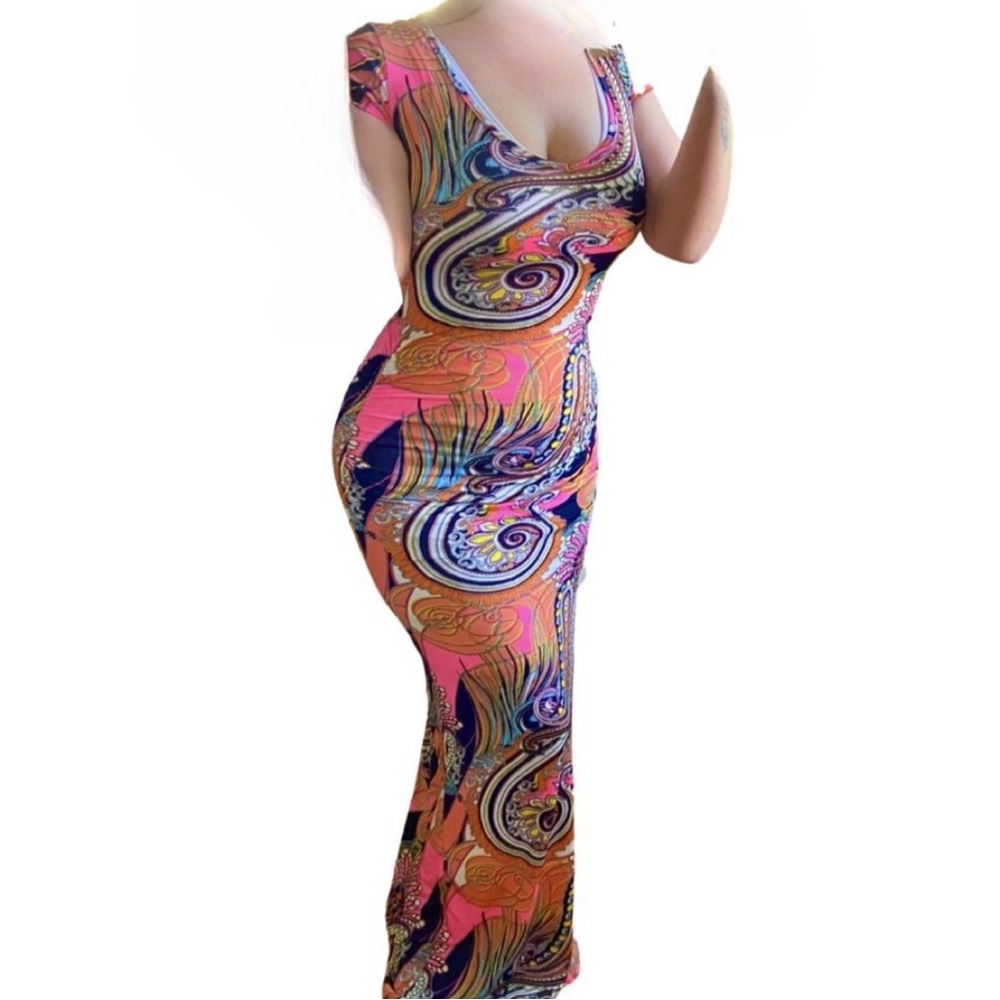 Colorful long maxi dress; size small